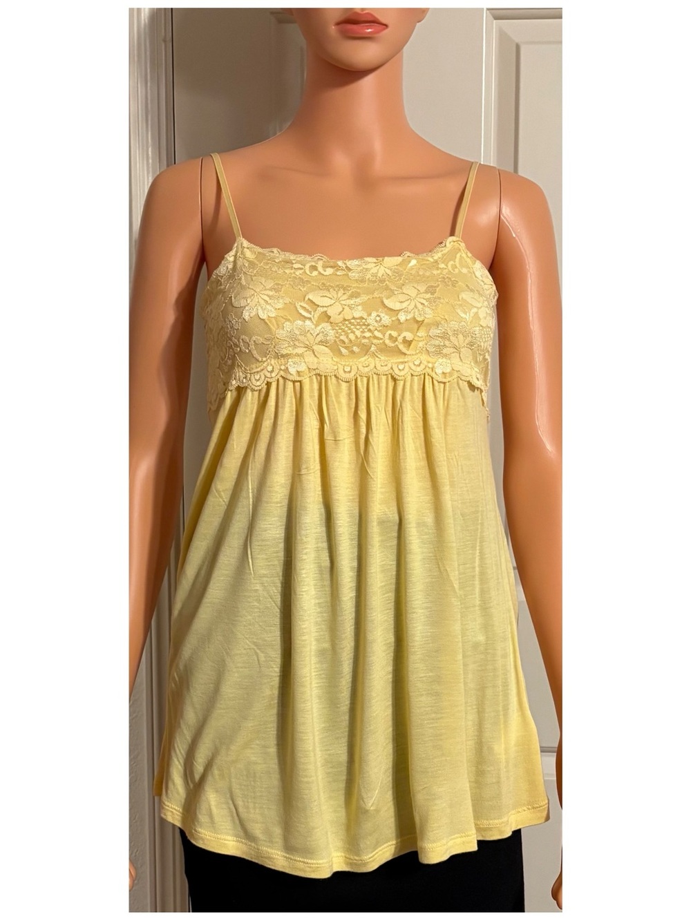 Forever 21 Yellow Lace-Trim Camisole Top